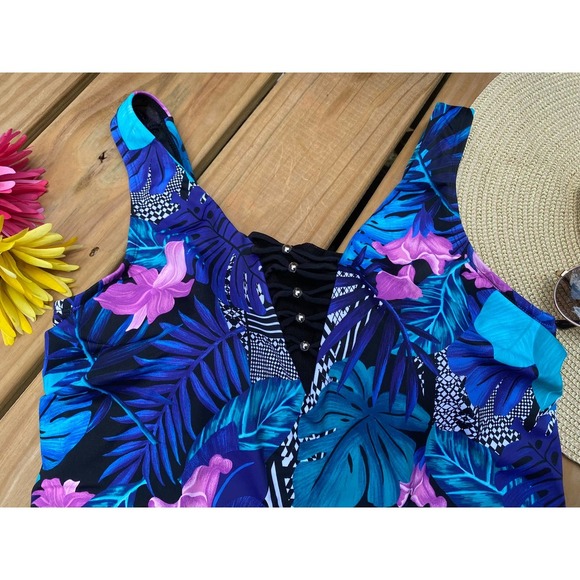 Swimsuits for All Swimsuit 16 Sarong Front One Piece NEW - Picture 3 of 9